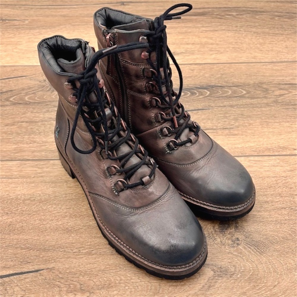 Roan by Bed Stu Packer‎ Women's Size 10 Distressed Gray Mauve Moto Combat Boots